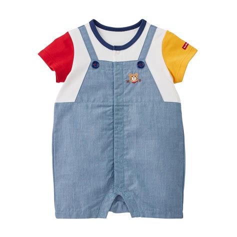 HOT BISCUITS ミキハウス ダンガリーオーバーオール風ショートオール アウトレット ブルー ホットビスケッツ