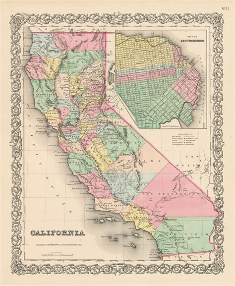 1856 Map Of California Etsy