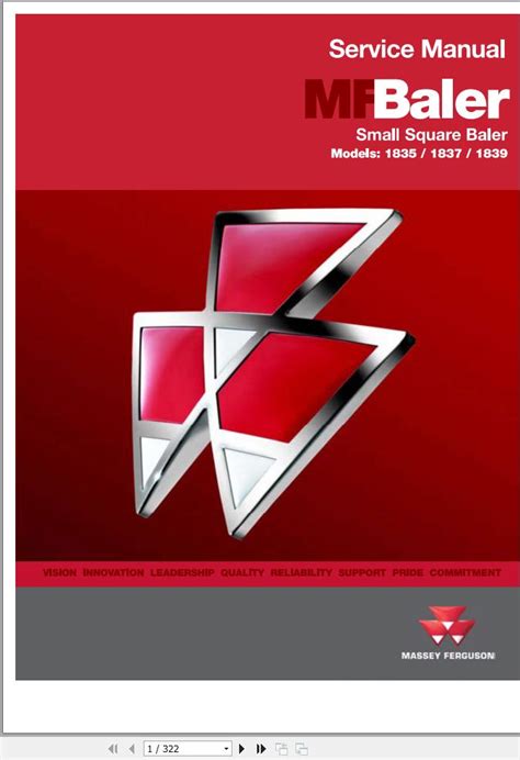 Massey Ferguson Small Square Baler 1835 1837 1839 Service Manual