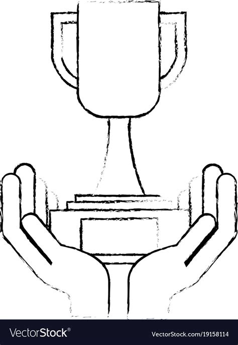 Hands Human With Trophy Cup Winner Icon Royalty Free Vector