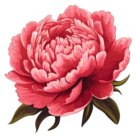 Premium Vector Hand Drawn Flat Color Peony Flower Illustration