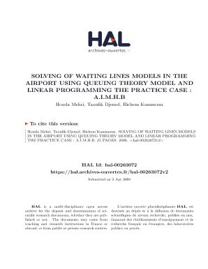 Fillable Online Hal Inria Solving Of Waiting Lines Models In The Fax