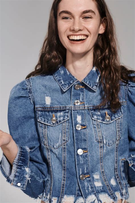 Image Of Cropped Denim Jacket From Zara Cropped Denim Jacket Denim