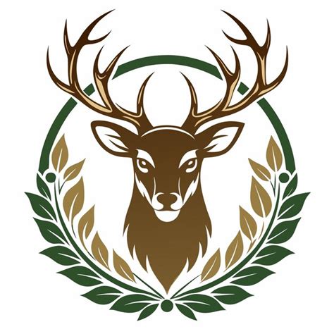 A Deer Head With Antlers And A Green Wreath With A Green Background