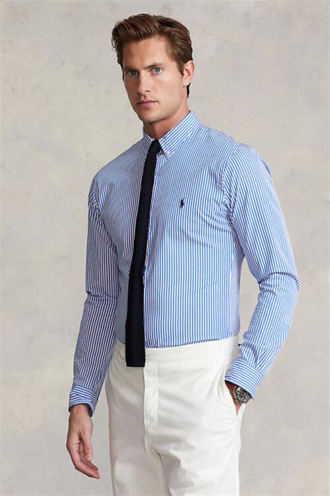 Camisa Polo Ralph Lauren Rayas Celeste Club House