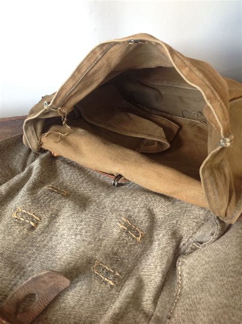 Vintage 1930s 30s Swiss Army Salt And Pepper Bread Shoulder Bag Canvas