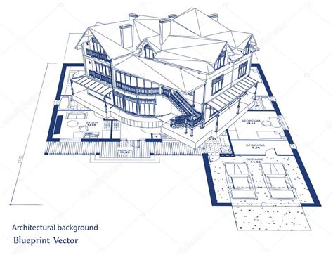 Architecture Blueprint Of A House. Vector — Stock Vector © emaria #4356365