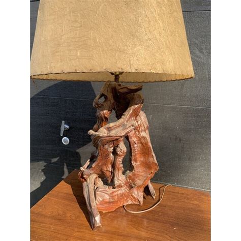 Modern Driftwood Lamp With Fiberglass Shade Etsy