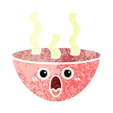 Retro Illustration Style Cartoon Bowl Of Hot Soup Stock Vector Illustration Of Style Face