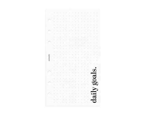 Personal Size Daily Goals Minimal Planner Printable Inserts Dot