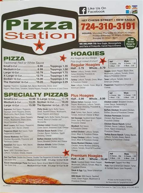 Menu at Pizza Station pizzeria, New Eagle