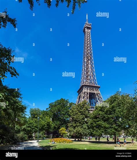 Eiffel Tower Tour Eiffel From The Champ De Mars Paris France Stock