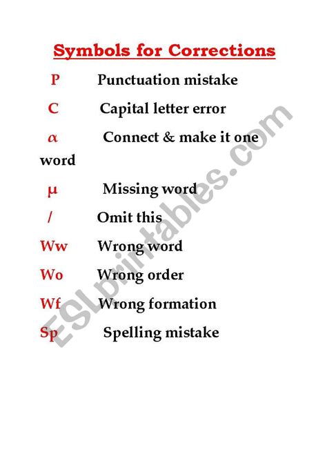 English Writing Correction Symbols