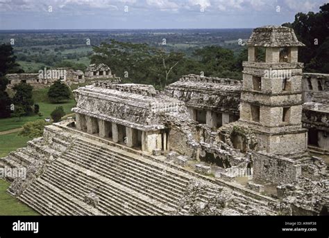 The Mayan Civilization Palace At Palenque Chiapas Mexico Stock Photo