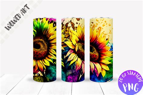 Sunflower 20 Oz Skinny Tumbler Wrap Graphic By Wowed Art · Creative Fabrica