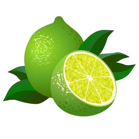 Premium Vector Fresh Limes With Leaves Isolated On White