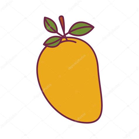 Silhouette Color With Mango And Stem And Leafs ⬇ Vector Image By