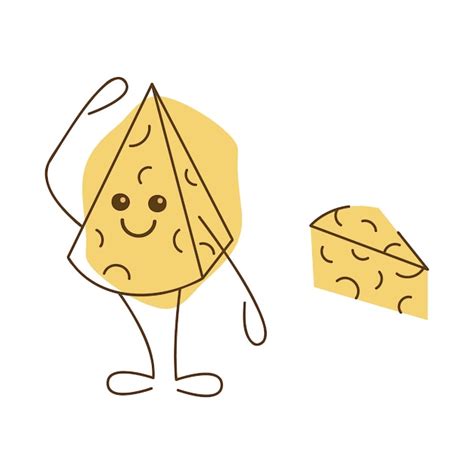 Premium Vector Cute Cheese Character And Slice Of Cheese Vector Hand