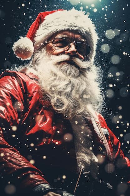 Premium Ai Image Cool Brutal Santa Claus Portrait