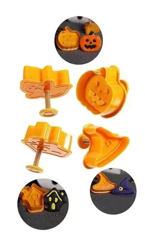 Set De 4 Cortantes Con Expulsor Para Galletitas Halloween