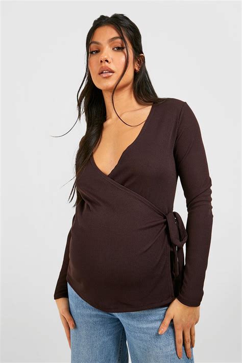 Maternity Rib Wrap Nursing Top Boohoo