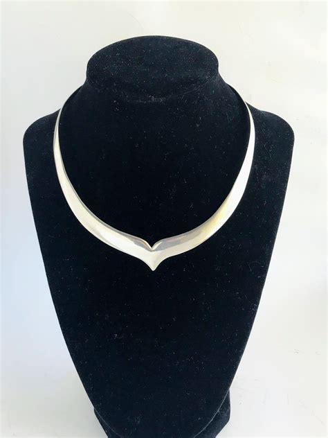 Vtg Taxco Mexico 925 Silver Choker Necklace Retro Modernist Etsy