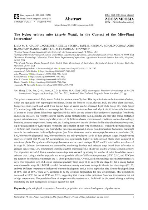 PDF The Lychee Erinose Mite Aceria Litchii In The Context Of The