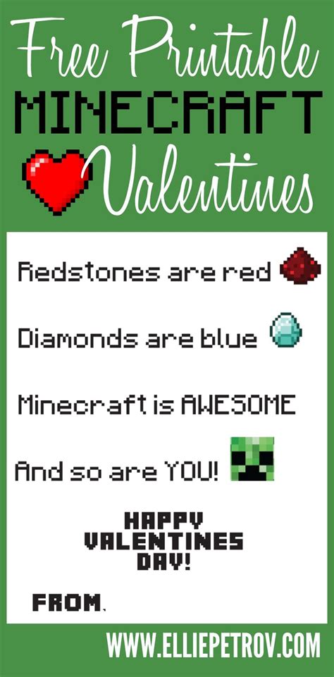 Printable Minecraft Valentines