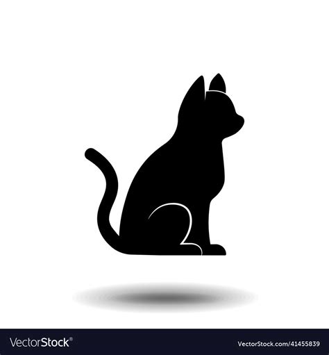 Black cat silhouette elegant cat sitting side Vector Image