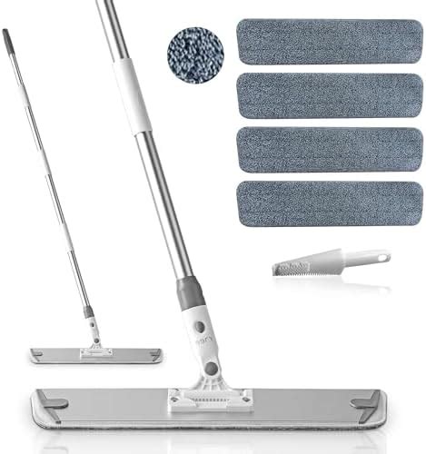 18 Professional Microfiber Mop Floor Cleaning System Flat Mop With Stainless Steel