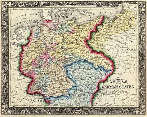 Prussia And The German States 1860 Map Poster Poster Rama