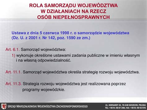 Ppt Rola Samorz Du Wojew Dztwa W Dzia Aniach Na Rzecz Os B