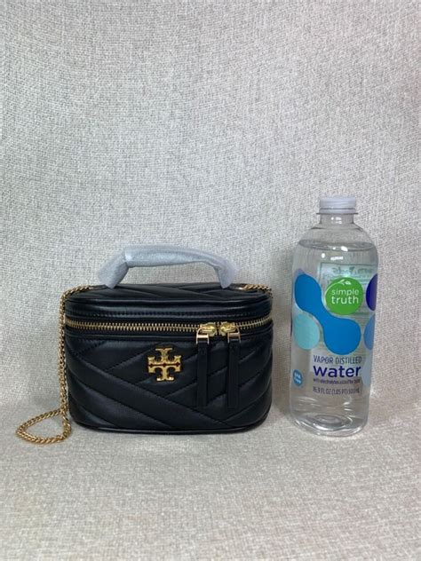 NEW Tory Burch Black Kira Chevron MINI Vanity Case Shoulder Bag 358