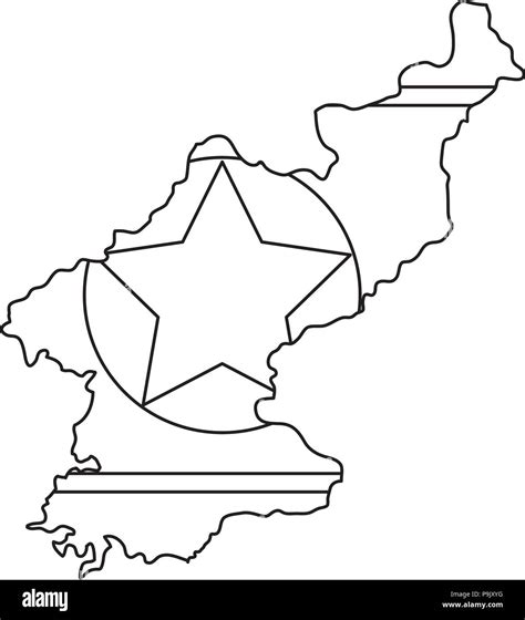 Corea Del Norte Bandera En Forma De Mapa Sobre Fondo Blanco