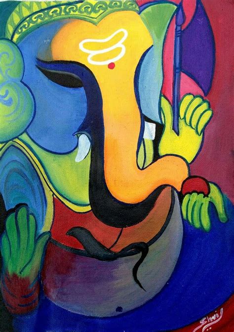 Abstract Ganesha Painting With Bright Colours