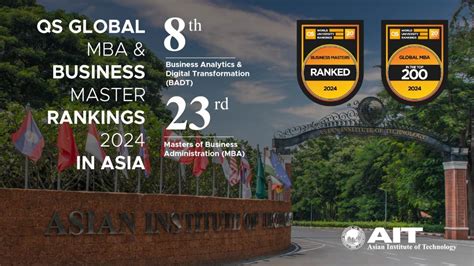 AIT's MBA and BADT Programs Achieve Top Ranking in Thailand for ...