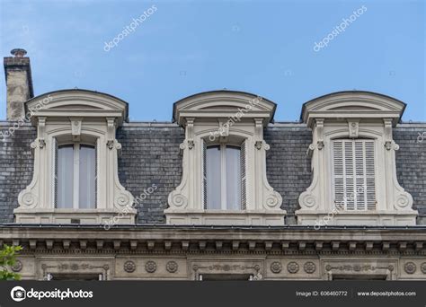 Typical Mansard Roof Windows Traditional Parisian Apartment Building ...