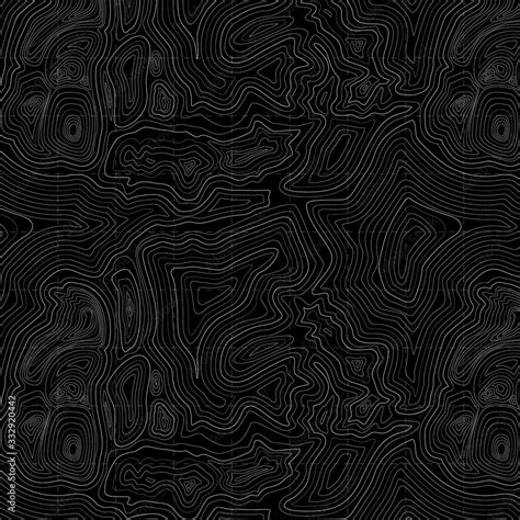 Black background of the topographic map. Topographic map white lines ...