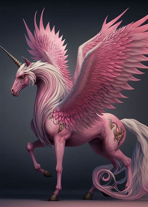 A Pink Unicorn With Wings On It S Back