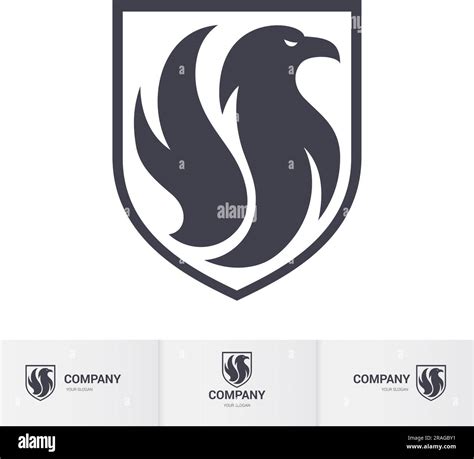Creative Dark Eagle Logo Inside Shield Concept Inspiration Template