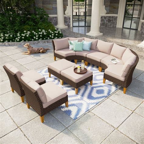 Blue Elephant Sitzer Lounge Set Aus Polyrattan Mit Polster