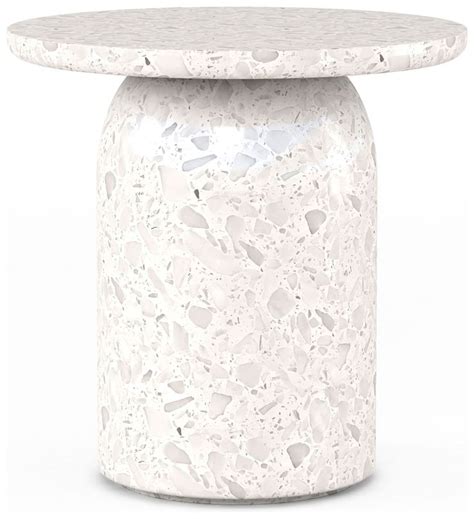 Cotiere White Terrazzo Round End Table End Tables Round Metal Side