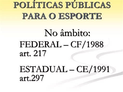 PPT POLÍTICAS PÚBLICAS PARA O ESPORTE PowerPoint Presentation free