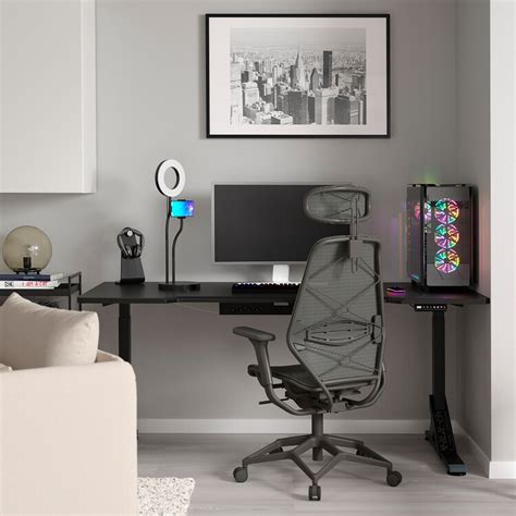 UPPSPEL / STYRSPEL gaming desk and chair, black/grey, 180x80 cm - IKEA UK