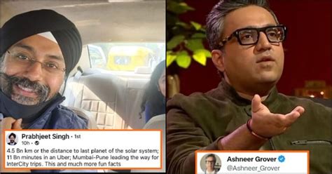 Ashneer Grover Takes A Dig At Uber India President S Post On Uber S