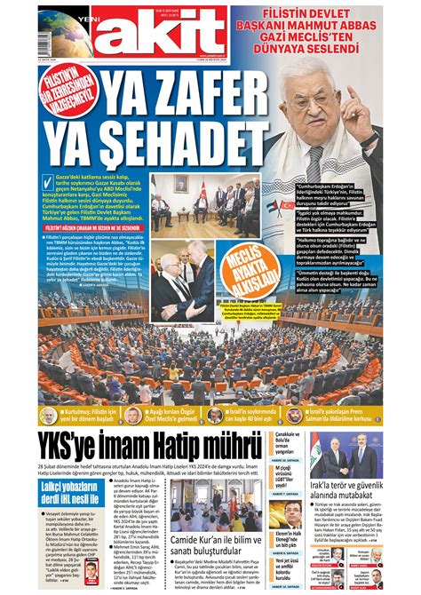 Yeni Akit Gazetesi A Ustos Cuma G N Man Eti