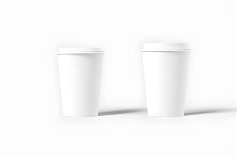 Dos Vasos De Papel Blanco Aislado Sobre Fondo Blanco Foto Premium