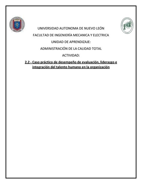 2 2 CASO Practico DE Desempeño DE Evaluacion Liderazgo E Integracion