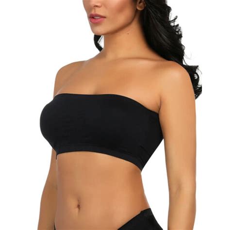 Patlollav Double Womens Plus Size Strapless Bra Bandeau Tube Removable