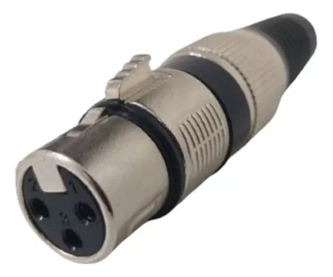 Conector Plug Xlr Canon Femea Preto Pinos Profissional